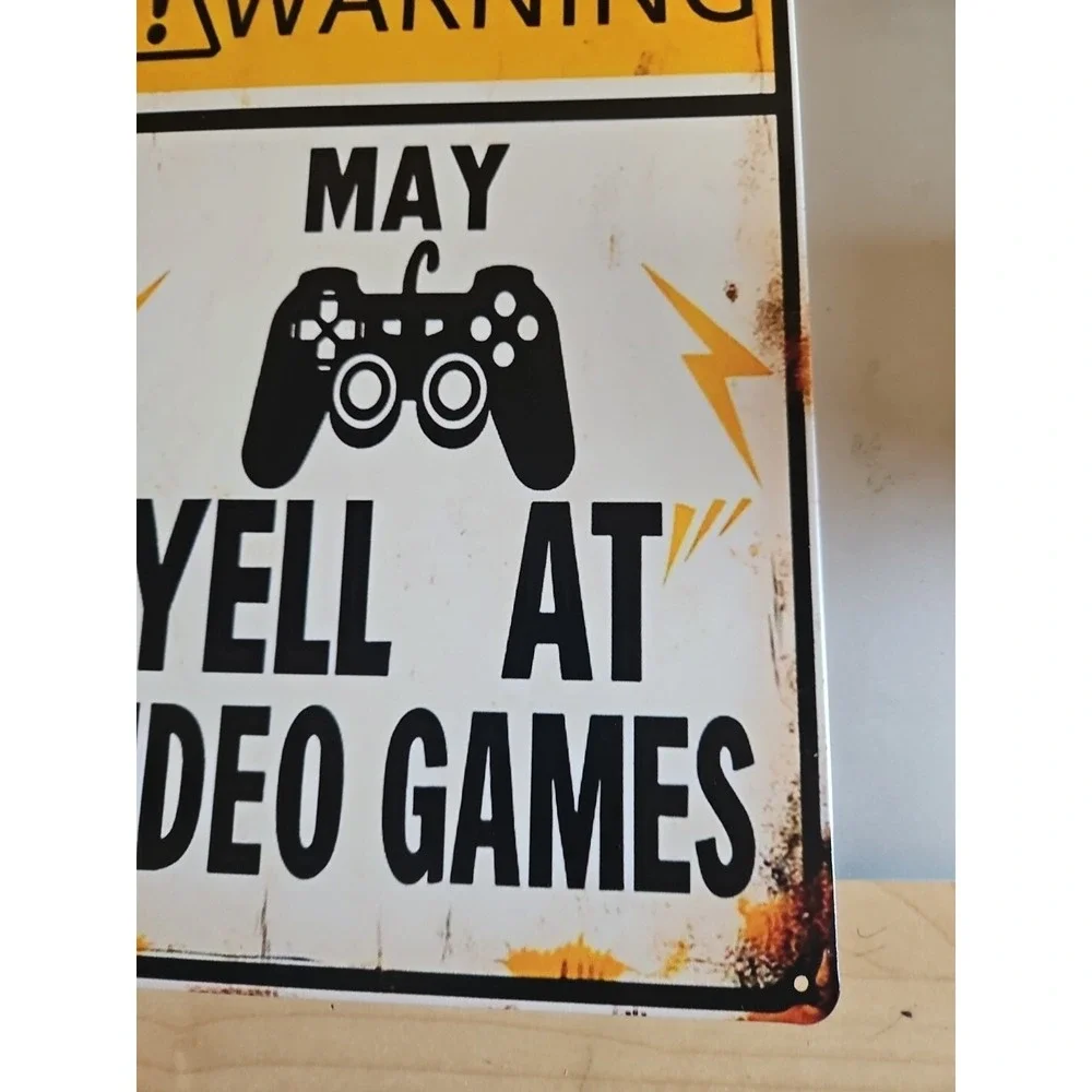 Warning May Yell At Video Games‎ Sign, Tin Sign, 8x12, Gamer